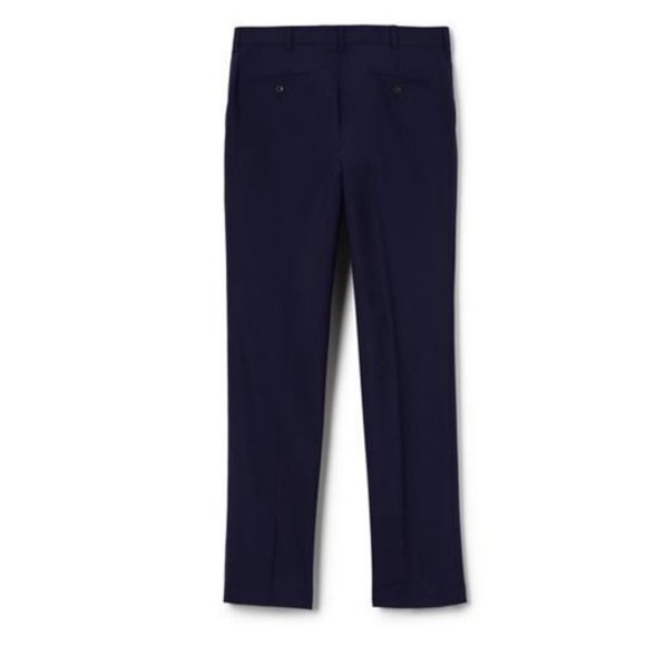NWT LANDS' END WASHABLE WOOL TAILORED PLAIN FRONT TROUSERS TRUE NAVY 42 - Picture 2 of 6